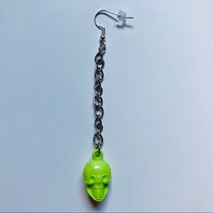Green Skull Single Chain Earring